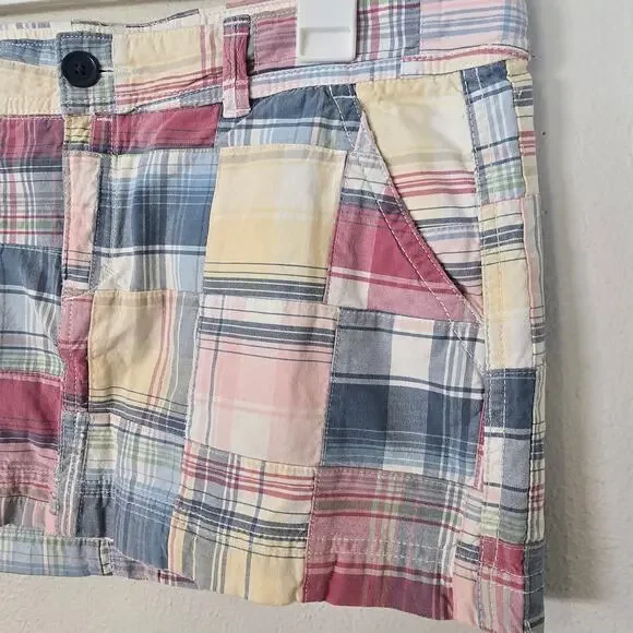VTG Abercrombie & Fitch Y2K Micro Mini Patchwork Skirt Women's 10 Madras Plaid - Picture 3 of 9